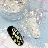 Winter Wonderland Glitter Mix / Silver Bells Shiny Iridescent Hex Dot Tinsel Bar Nail Art Design