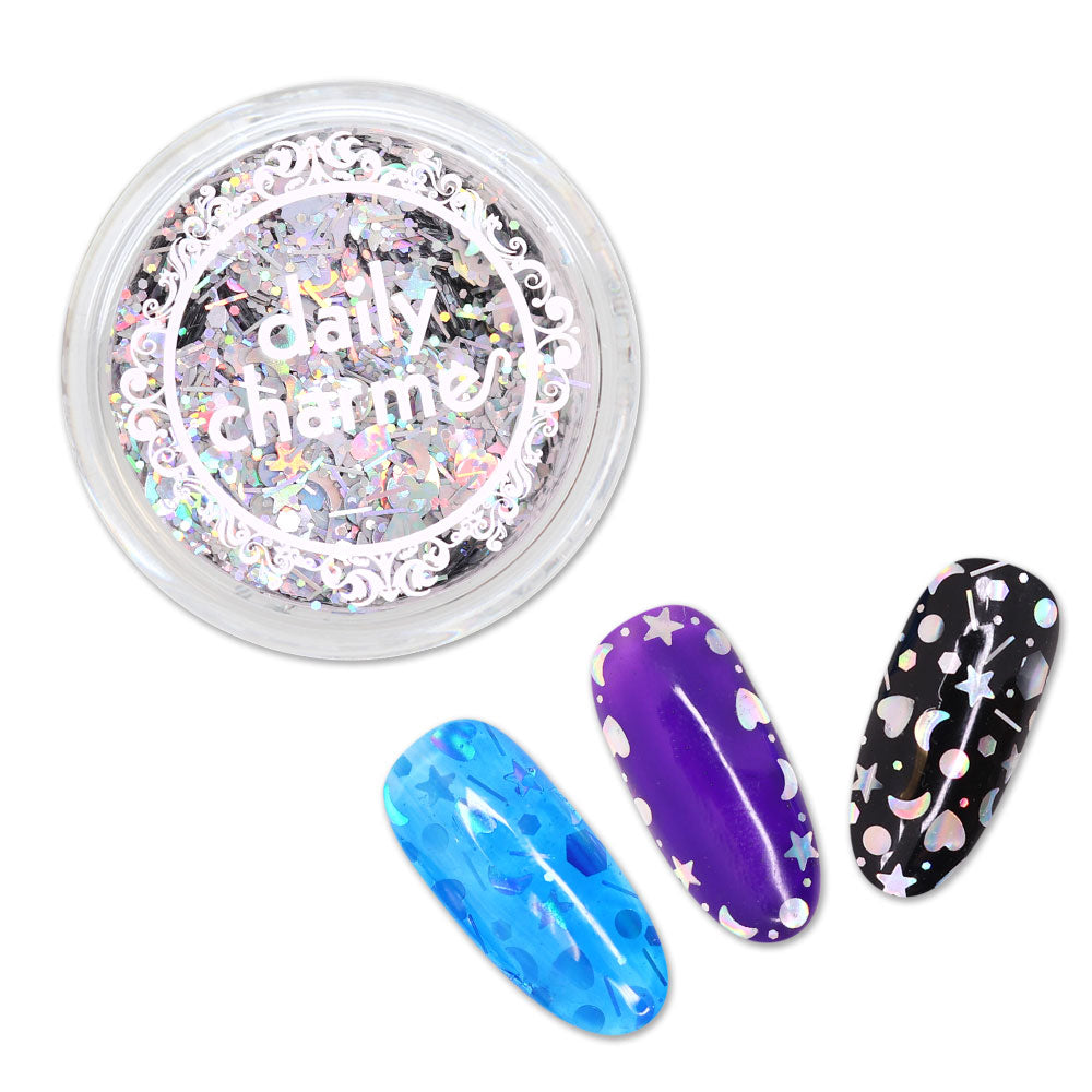 Mystical Moon Glitter Mix / Holographic Silver Nail Art Glitter