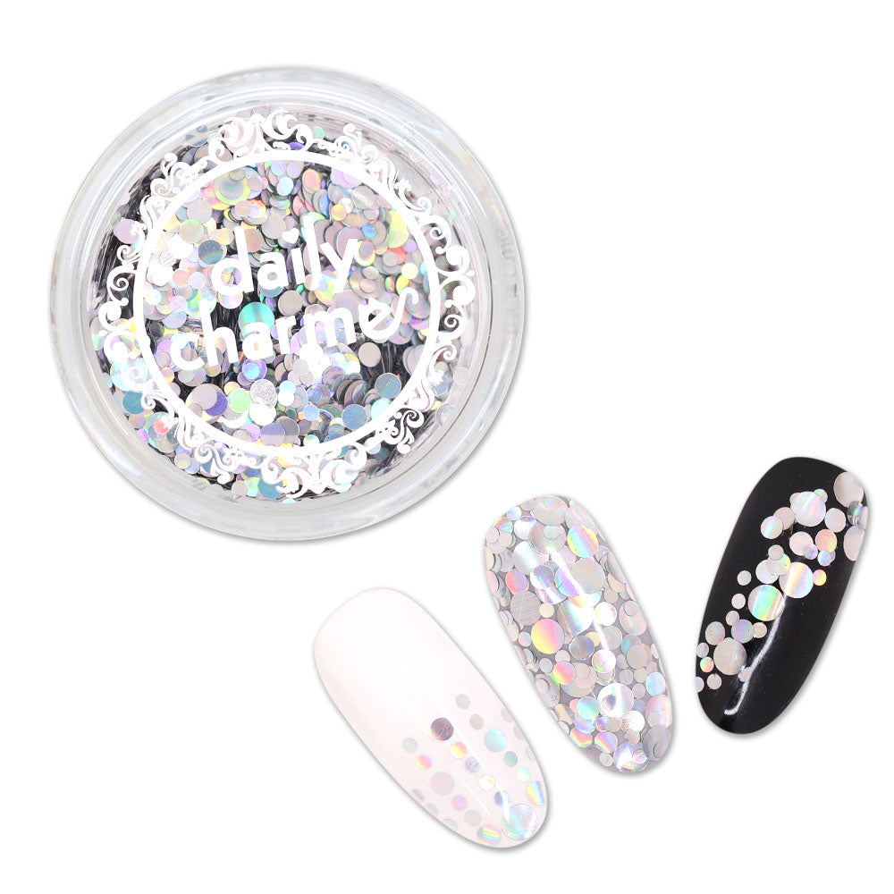 Holographic Glitter Dot Mix / Silver for Nail Art Confetti 