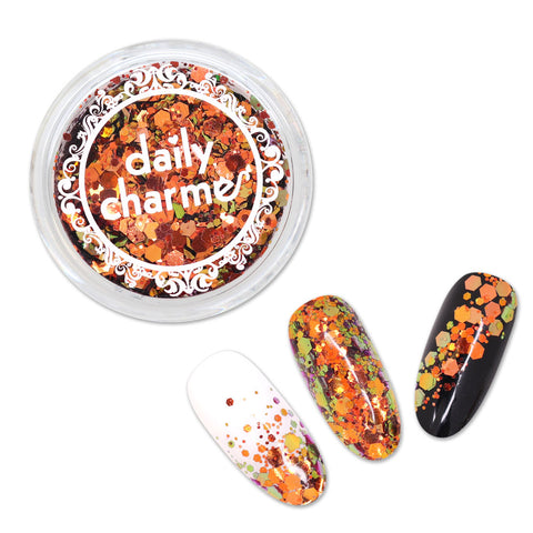 Chameleon Glitter Hex Mix / Celestia Orange Amber Green Nail Art