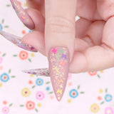 Iridescent Rainbow Butterfly Glitter Mix / Floral Blossoms Pink Blue Spring Nail