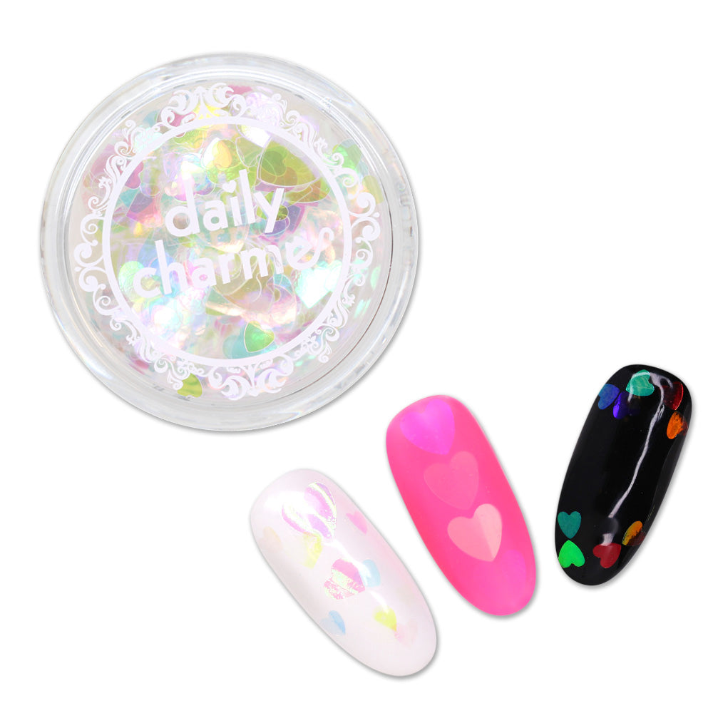 Lovely Heart Glitter Mix / Love Bubbles Nail Art Design Valentine