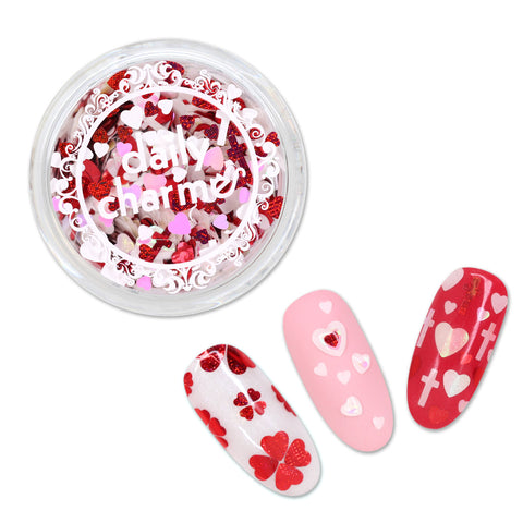 Lovely Heart Glitter Mix / My Valentine Red White Pink Aurora Nail Supplies