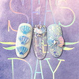 Iridescent Seashell Glitter / Pastel Rainbow Shell Mermaid Nail Art