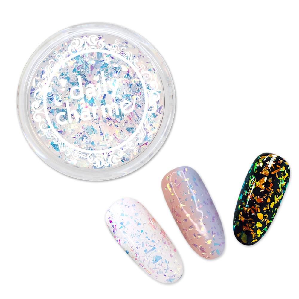 Aurora Shattered Glass Glitter Flakes Opal Iridescent Nail Art