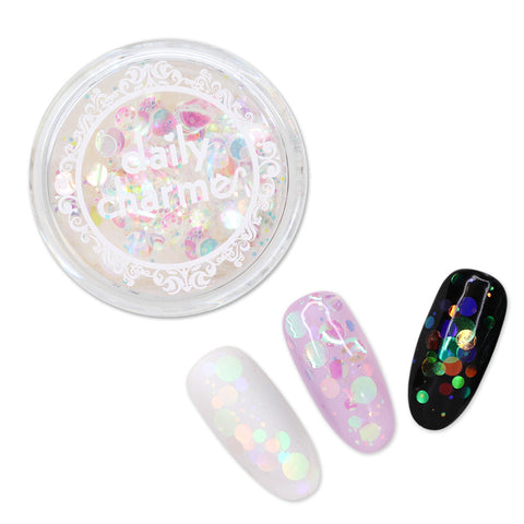 Iridescent Rainbow Bubbles Dot Mix Nail Art Ghost Glitters