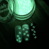 Glow in the Dark Butterfly Glitter Spring Nail Art Trend