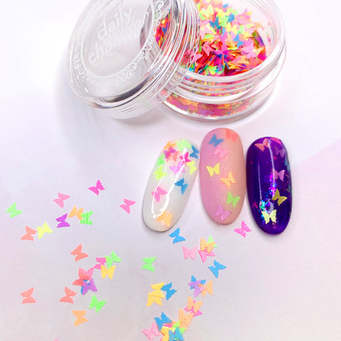 Colorful Rainbow Summer Butterfly Glitter Mix Nail Art Spring