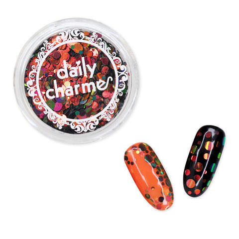 Chameleon Color Shifting Glitter Dot Mix / Dark Phoenix Burgundy Nail Art