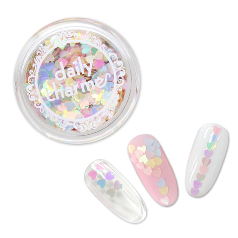 Colorful Pastel Iridescent Heart Glitter Mix for Nail Art