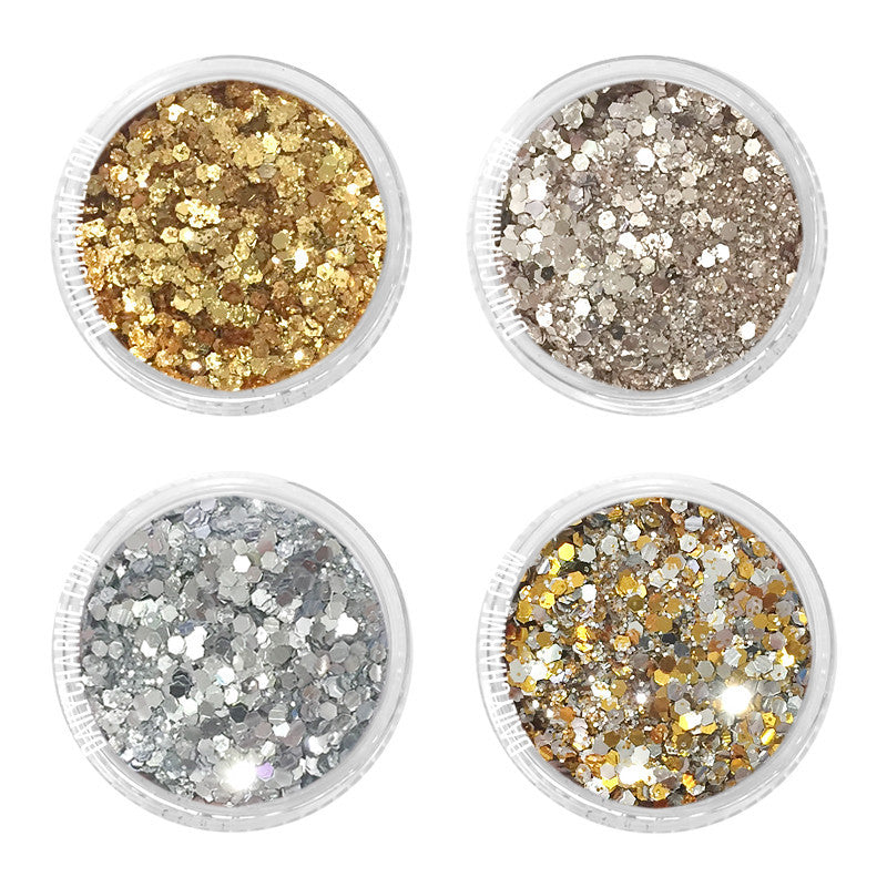 Gatsby Metallic Glitter Mix Set / 4 Jars Daily Charme Nail Art Decorations