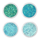 Ice Queen Iridescent Glitter Mix Set / 4 Jars Transparent Blue Icy Green Art Glitters