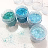 Ice Queen Iridescent Glitter Mix Set / 4 Jars Transparent Blue Icy Green Art Glitters