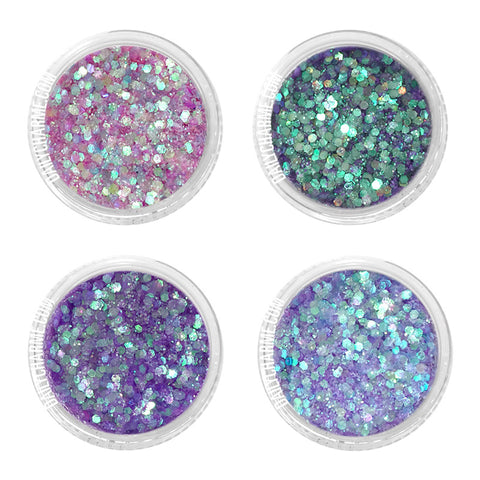 Mermaid Nail Art Iridescent Glitter Mix Set / 4 Jars