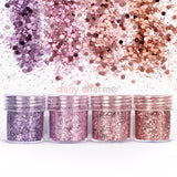 Nail Art Rapunzel Metallic Glitter Mix Set Purple Pink Rose Gold