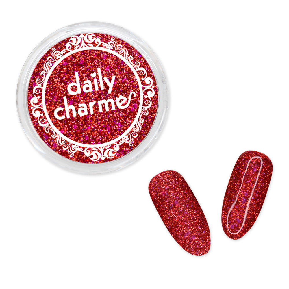 Daily Charme Solvent Resistant Nail Art Decoration Holographic Glitter Dust / Luscious Red