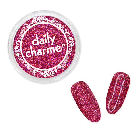 Daily Charme Solvent Resistant Nail Art Decoration Holographic Glitter Dust / Romantic Rose Hot Pink Nails