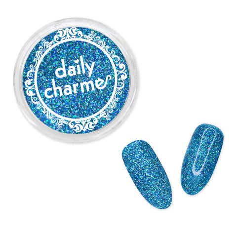 Daily Charme Solvent Resistant Nail Art Decoration Holographic Glitter Dust / Santorini Blue Nail Art