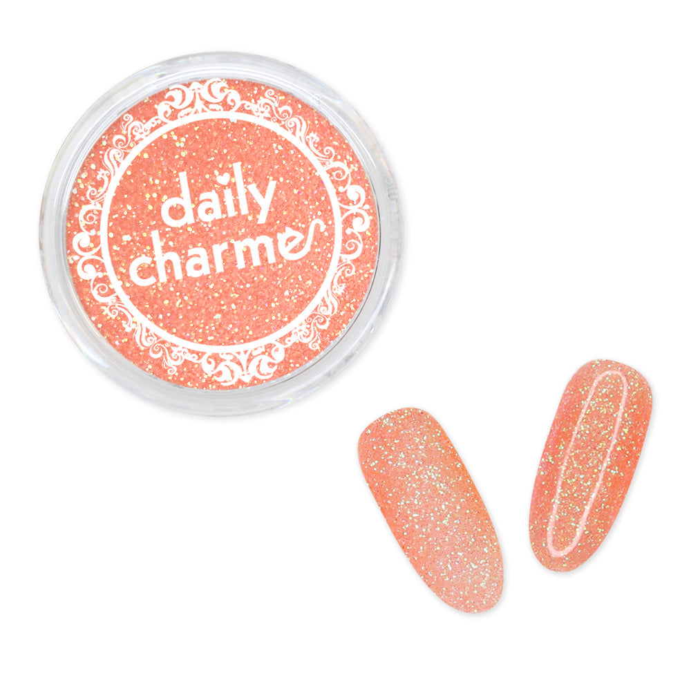 Iridescent Glitter Dust / Peach Sorbet Pastel Nail Art