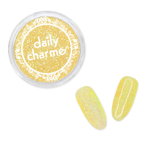 Iridescent Glitter Dust / Frosted Lemonade Pastel Yellow Nail Art