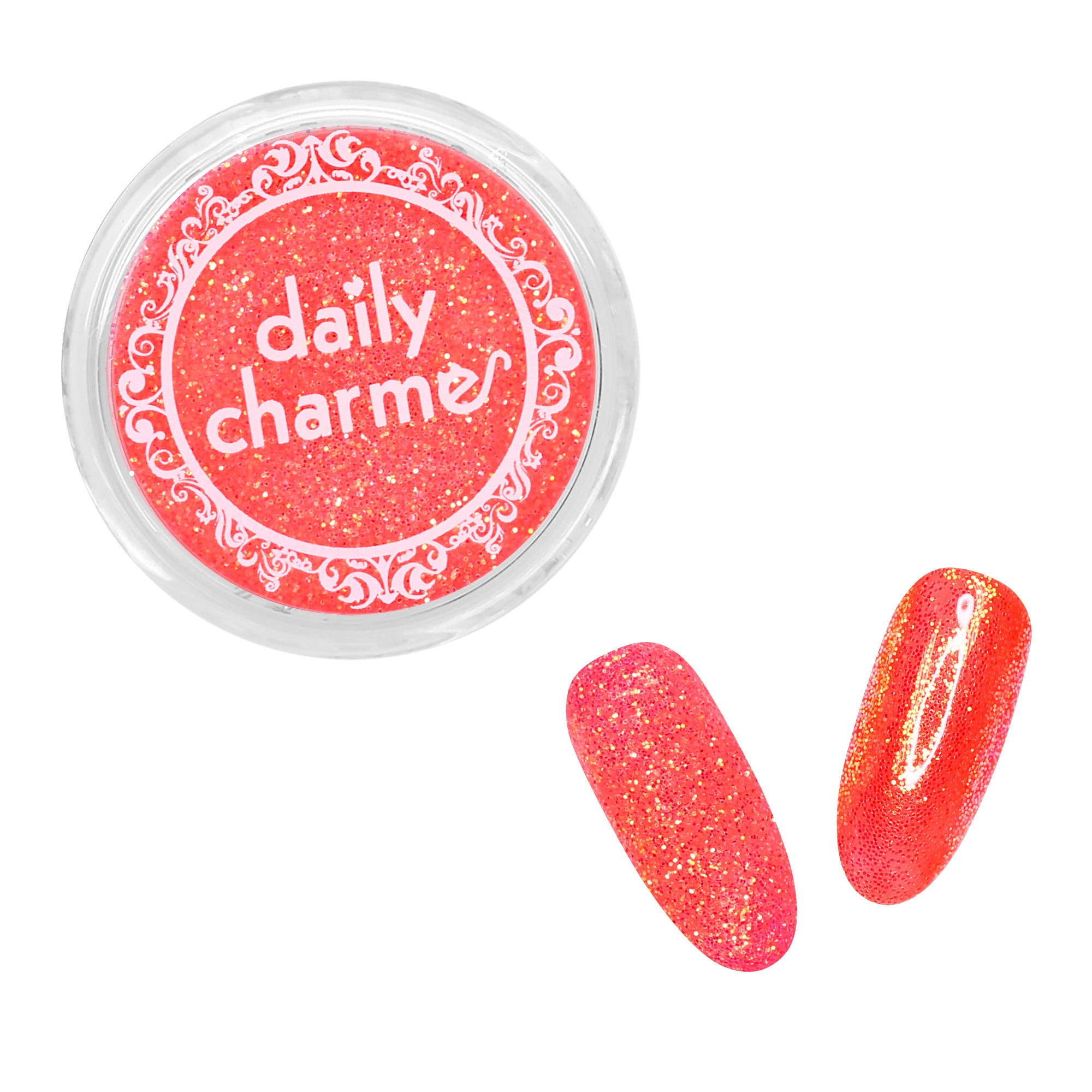 Iridescent Neon Glitter Dust / Coral Paloma Orange Red Summer Nail Art