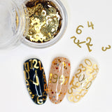 Numbers 0-9 Glitter Gold for Nail Art Design