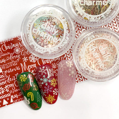 Delicate Soft Paper Glitter Mix / Holiday Spirit Colorful Nail Art Christmas