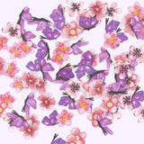 Delicate Soft Paper Glitter / Sweet Attractions Pink Purple Flowers Spring Nail Art