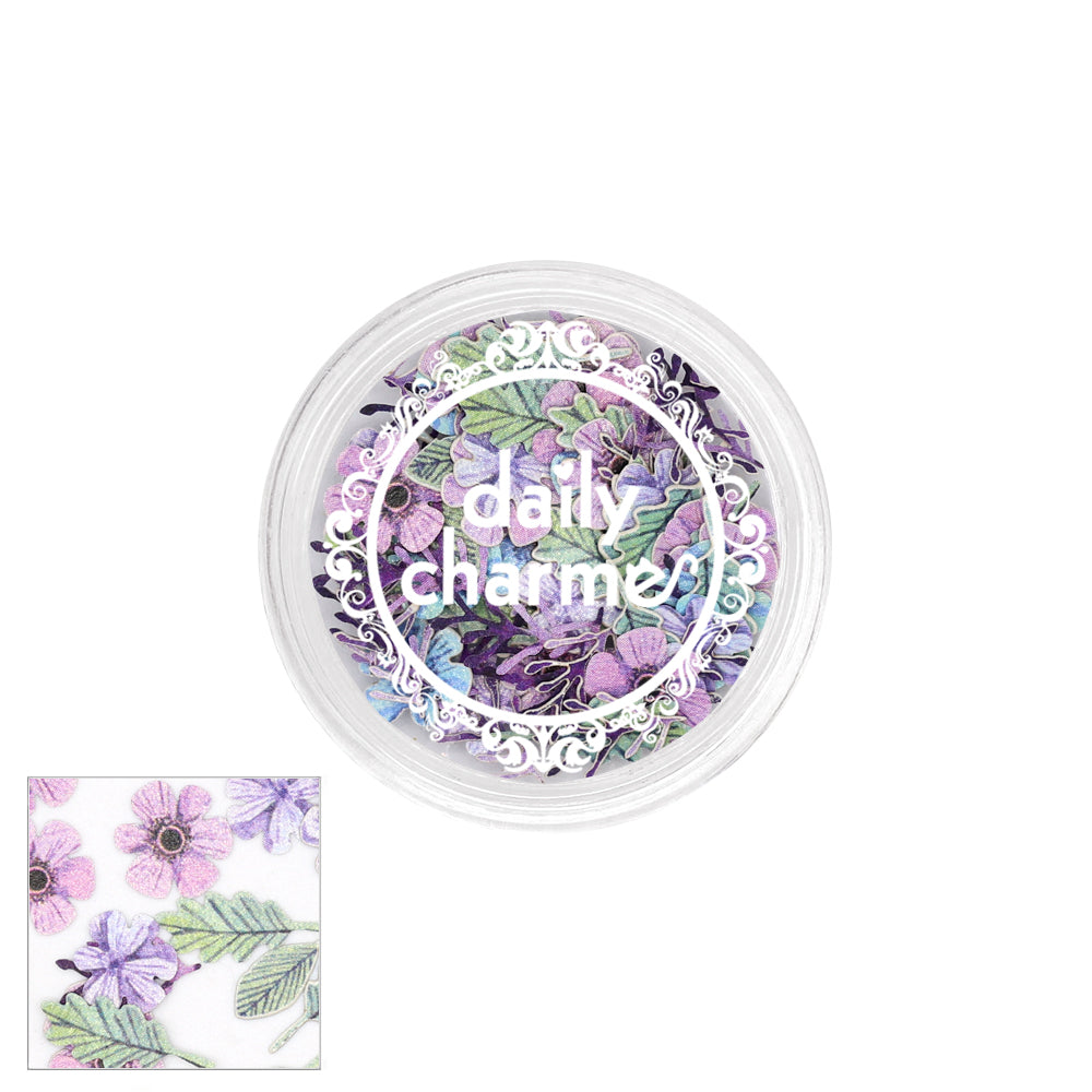 Delicate Soft Paper Glitter / Prairie Garden Purple Blue Pastel Flowers Spring Nail
