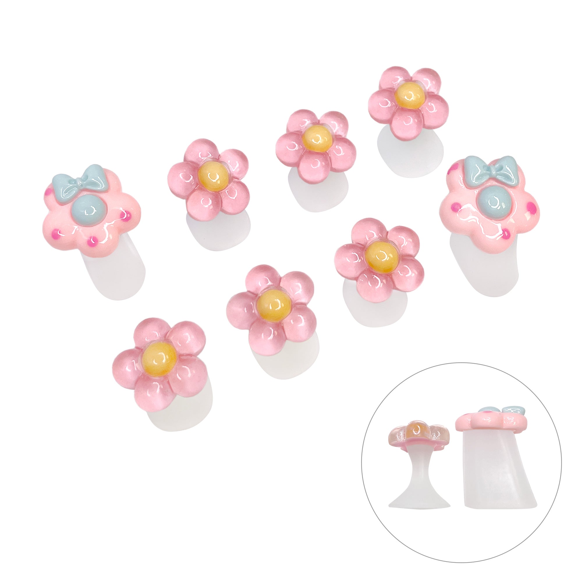 Soft Silicone Pedicure Toe Separator Set / Pink Flower Divider Spacer Nail Feet
