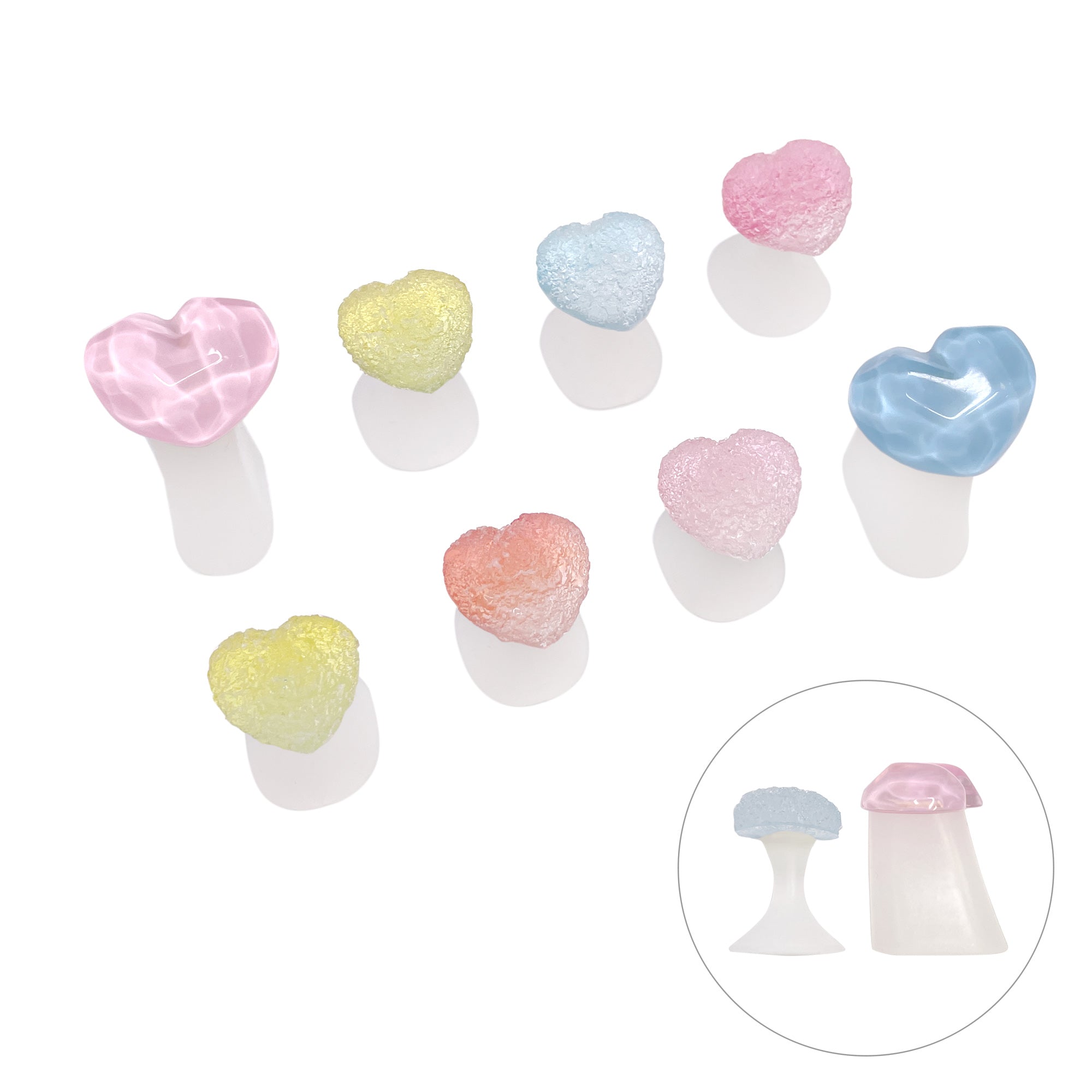 Soft Silicone Pedicure Toe Separator Set / Candy Heart Kawaii Nail Divider Tool