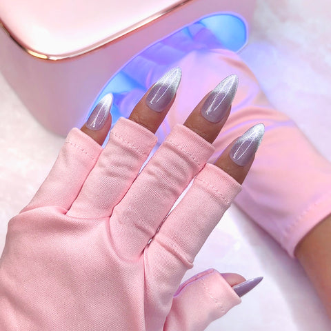 Gel Manicure UV Gloves / Pink DIY Nail Tech Protection