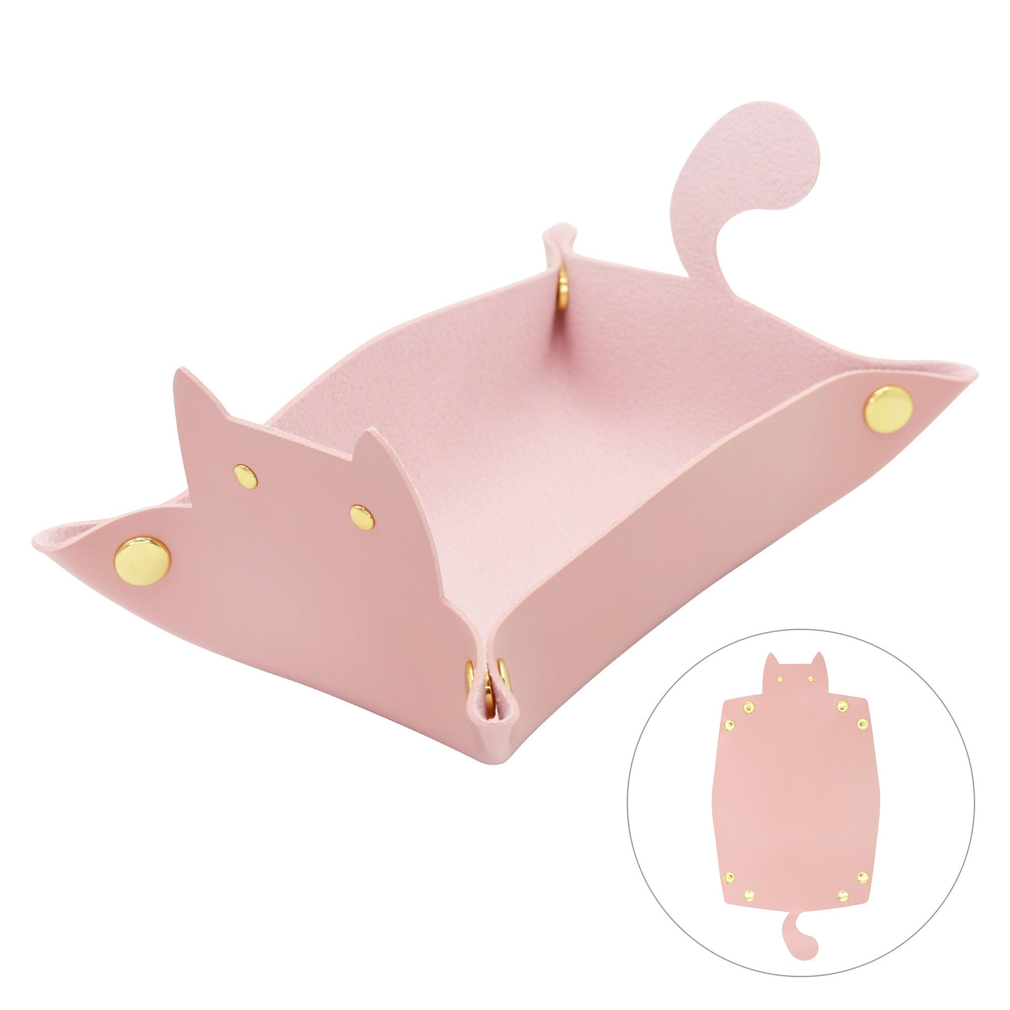 Kitty Cat Catch All Leather Tray / Pink