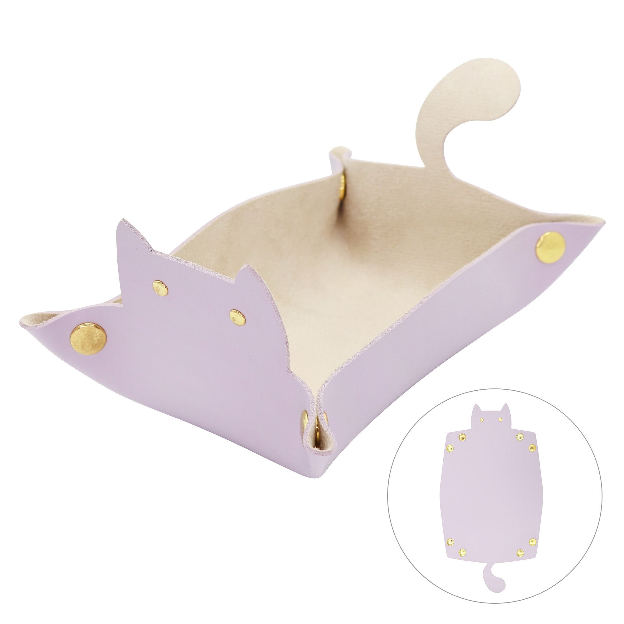 Kitty Cat Catch All Leather Tray / Purple