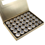 Nail Art Storage Box / Gold / 35 Jars Organization Crystal Charm Jewelry Resins Rhinestone Pearl