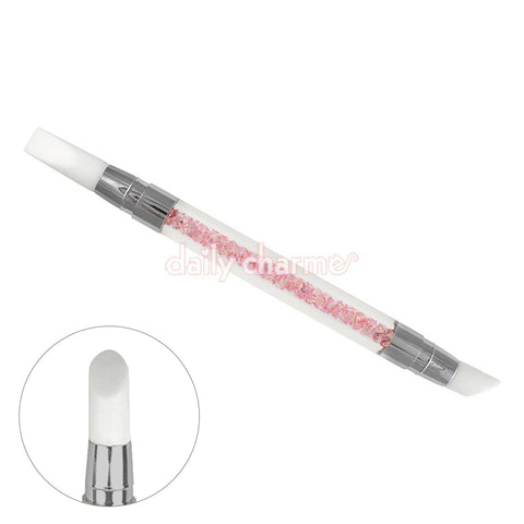 Nail Art Soft Double-Sided Silicone Pen / Pink Chrome Powder Applicator