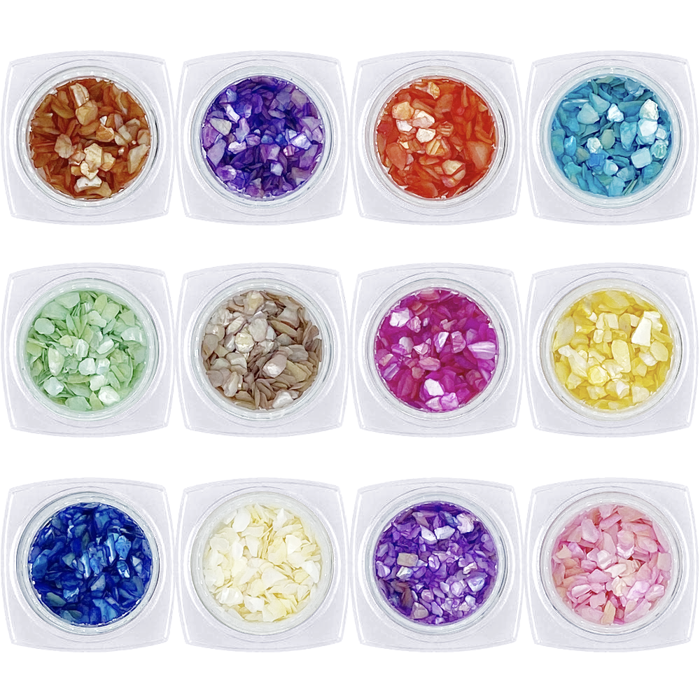 Colorful Seashell Gem Set / 12 Jars Japanese Nail Art Summer Mermaid
