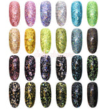 Colorful Holographic Glitter Flakes Set / 12 Jars Nail Art Supplies