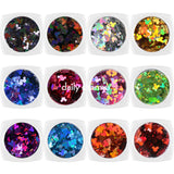 Colorful Holographic Mickey Mouse Head Nail Art Glitter Set / 12 Jars DIY