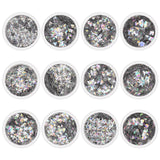 Holographic Silver 3D Mixed Shape Glitter Set for Nail Art