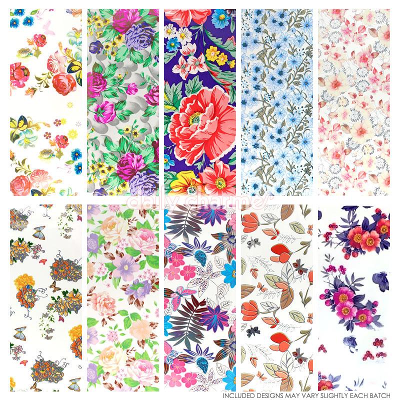 Nail Art Foil Paper Bundle / Floral / 10 Designs / 100 Pieces