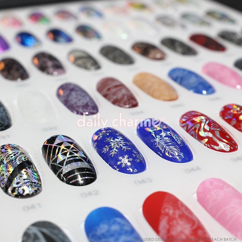 Nail Art Foil Paper Bundle / Holographic / 10 Designs / 100 Pieces Daily Charme