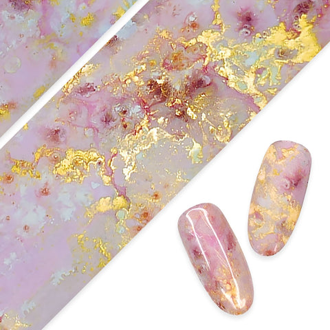 Daily Charme Nail Art Foil Paper / Dreamy Pastel Pink Marble Nails