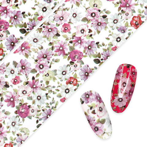 Nail Art Foil Paper / Windflowers White Purple Pink Poppy Flower Nails