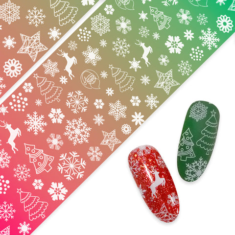 Nail Art Foil Paper / Snowy Forest Christmas Tree Reindeer Snowflake Santa Design