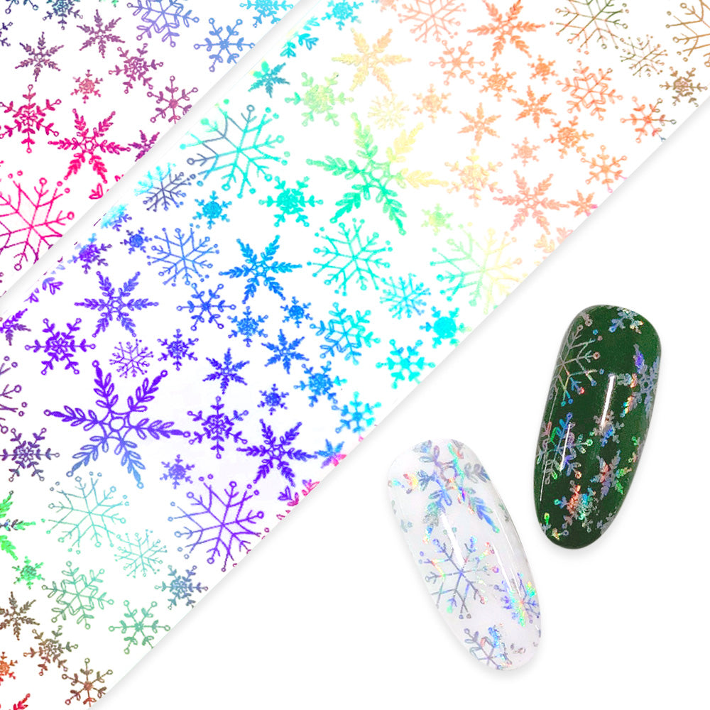 Nail Art Foil Paper / Magical Snowfall Rainbow Holographic Snowflake