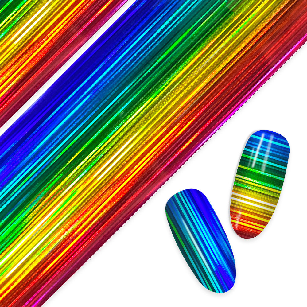 Designer Logo Nail Art Transfer Foil Set - Rainbow