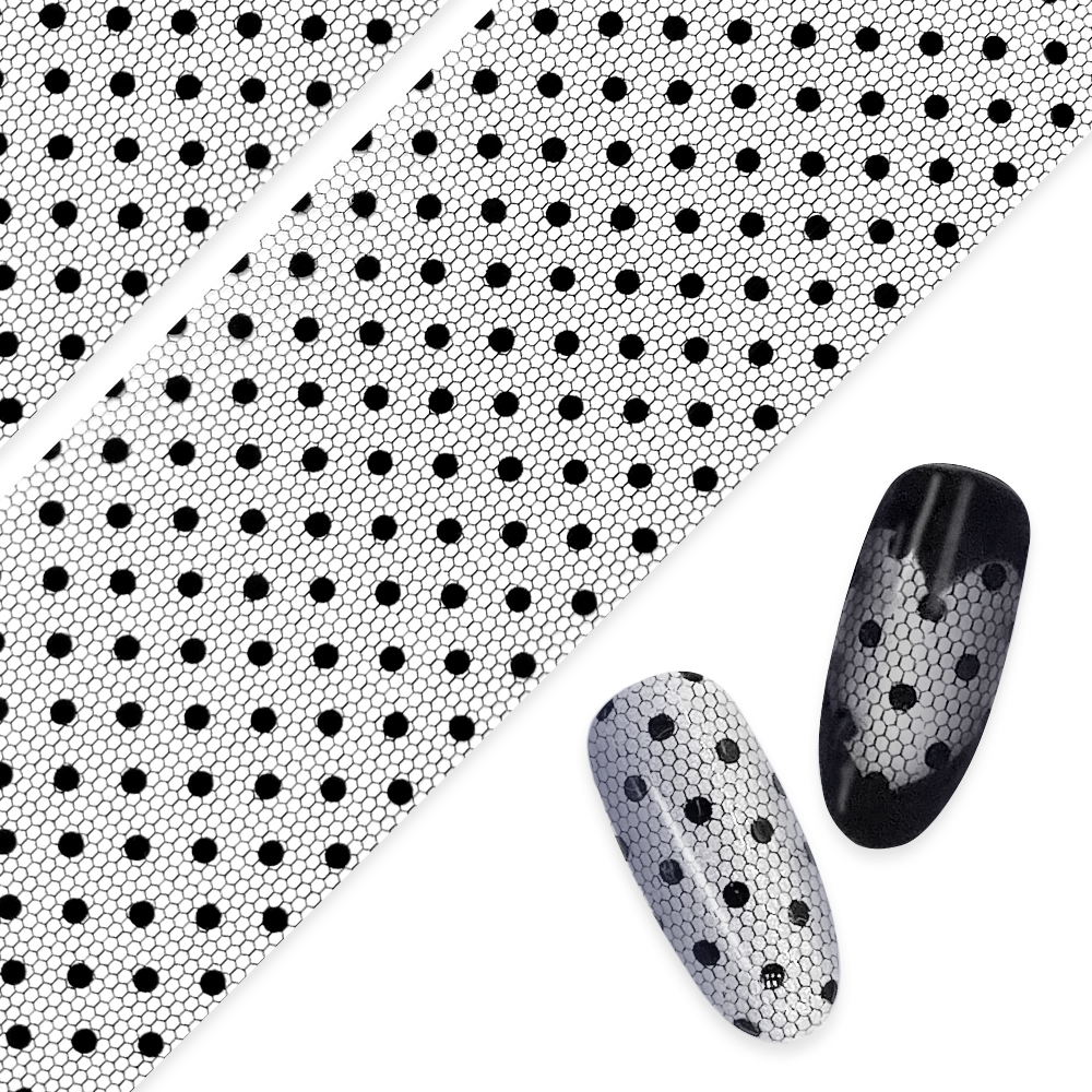 Daily Charme Nail Art Foil Paper Black Polka Dot Lace Valentine Nails