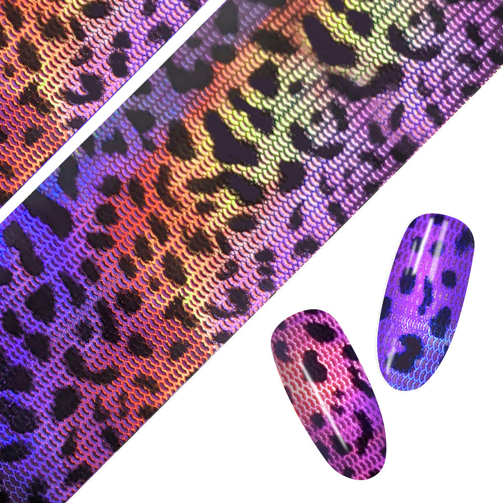 Daily Charme Nail Art Foil Paper Purple Holo Leopard Print Snake Skin
