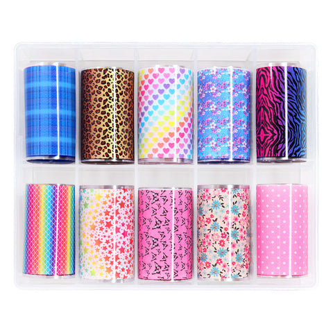 Nail Art Foil Box Set / 10 Designs / Rainbow Pop